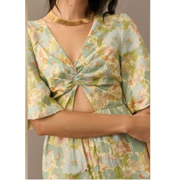 NWT Anthropologie x Sancia The Aida Floral Wide-Leg Jumpsuit $239 PLUS 1X Green - Picture 2 of 7